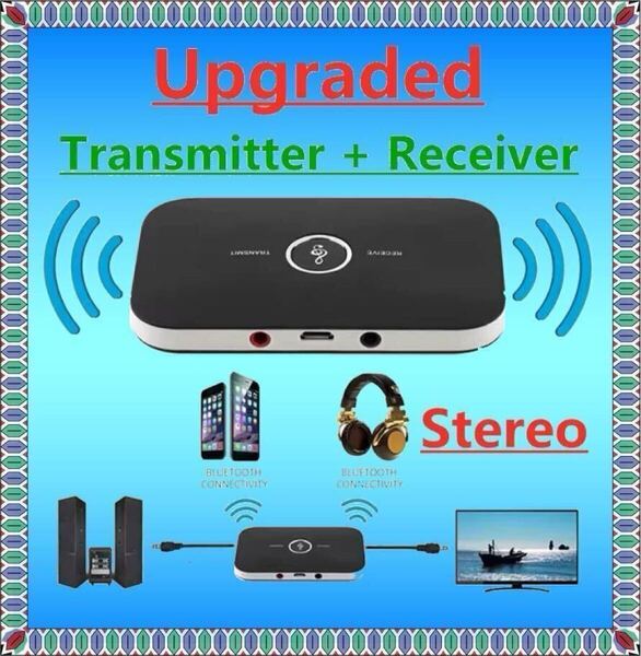 ワイヤレスオーディオ送信機受信機,音楽アダプター,Bluetooth 5.3, 3.5mm補助ジャック, USBドングル,車,PC, TV,ヘッドフォン,B6, 2 in 1