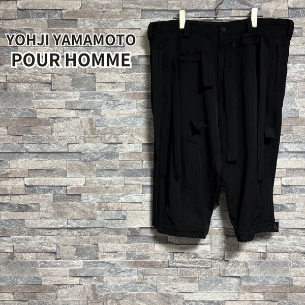 Yohji Yamamoto POUR HOMME 20s/s テープアレンジウールギャバジンパンツ BLACK/4