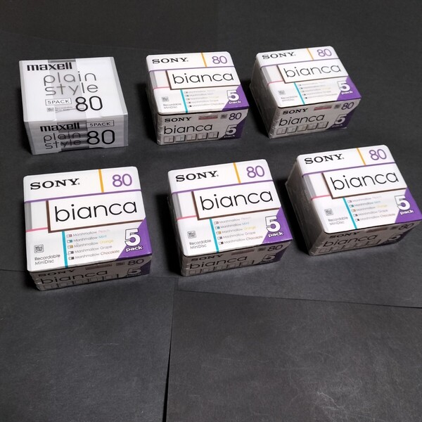 【未開封30枚】MDディスク★MD Mini Disc★ミニディスク★MD-bianca 80★plain style 80★SONY★ソニー★maxell★マクセル★①