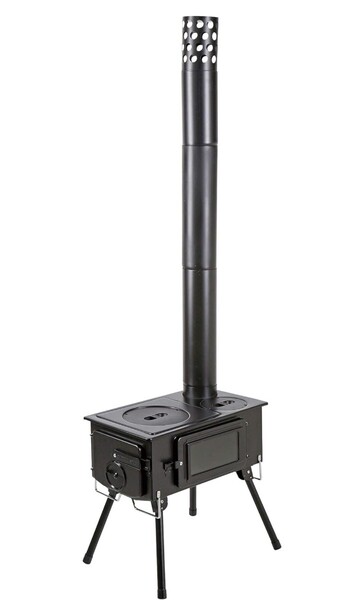 【新品未使用品】キャプテンスタッグ KaMaDo 薪ストーブ かまど 煙突 ガラス窓付 角型ストーブ ブラック UG-0075 送料無料