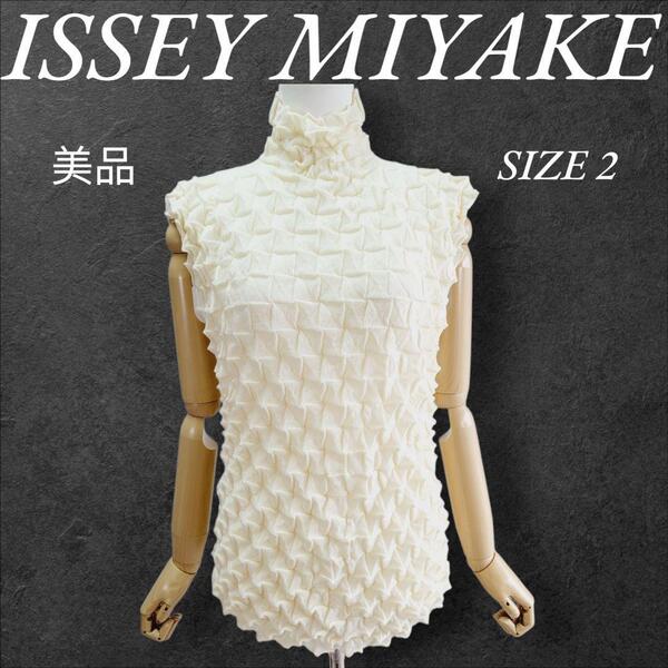 希少 美品 イッセイミヤケ 凸凹 デコボコプリーツ ノースリーブ カットソー PLEATS PLEASE ISSEY MIYAKE プリーツプリーズ