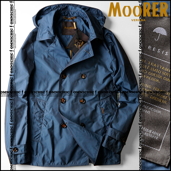 希少耐水モデル■新品正規【MOORER】ムーレー/ACQUAシリーズ/伊製/ARQUAオーシャンナイロンピーコートジャケット50/OCEAN/フード脱着可