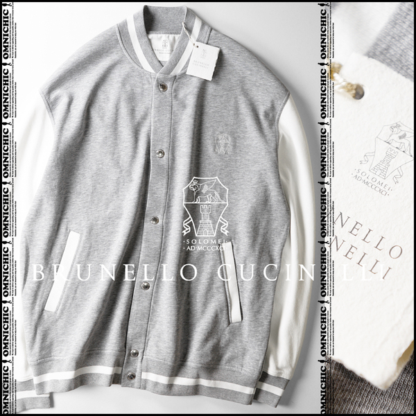 LEON記載/完売モデル■新品20万【BRUNELLO CUCINELLI】ブルネロクチネリ清潔感溢れるソロメオロゴ/メタル釦コットンブルゾンジャケットXXL