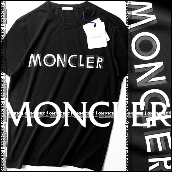 合わせやすいビックロゴ■新品/国内正規品【MONCLER】モンクレール絶妙な配色が目を引く清潔感溢れるクルーネックTシャツM/半袖/ブラック