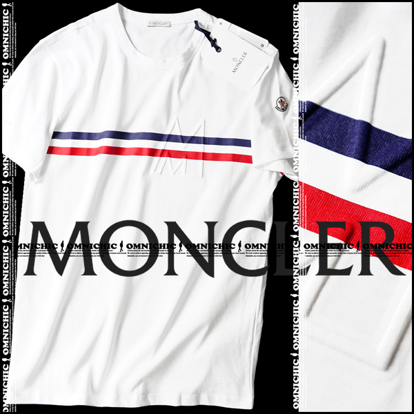 人気のトリコロールライン■新品/国内正規品【MONCLER】モンクレール絶妙な配色が目を引くエンボスビックMロゴクルーネックTシャツ3XL/半袖