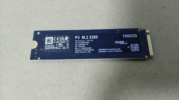 Crucial SSD P3 m.2 2280 1TB PCパーツ