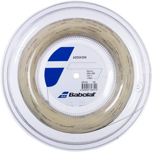 【新品未使用・旧パッケージ品につき格安処分】Babolat(バボラ) Addixion アディクション 200m ロールガット BA243143 ナチュラル 径1.25