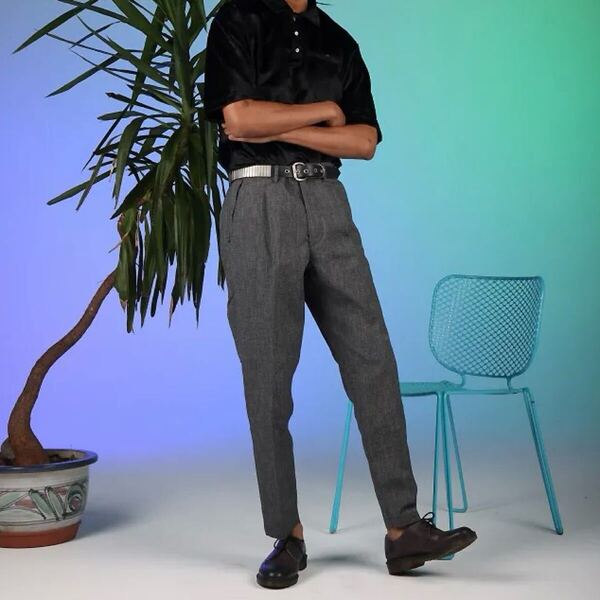 美品★SON OF THE CHEESE Selvedge Slacks L サノバチーズ セルビッジ スラックス グレー テーパードパンツ 赤耳 ごま塩 春夏 L