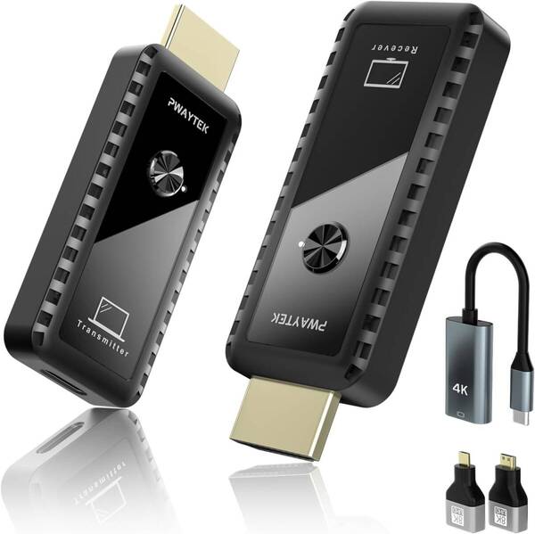 ワイヤレスHDMI 無線 送受信機セット小型 拡張モード 4台増設可能 収納に便利 WIFI&設定不要