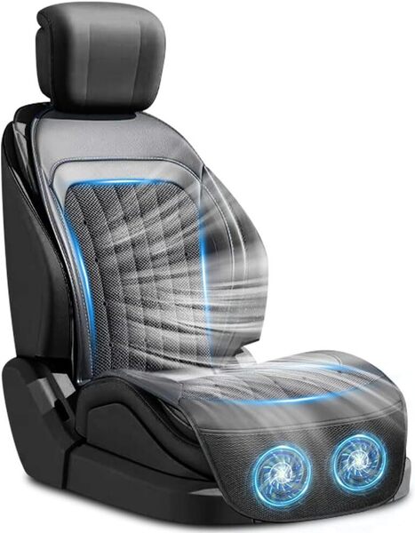 クールシート 車 2025夏限定 【無段階風量調整 DC12V/24V対応】 32個通気穴 カーシート 車シートカバー 大型強力ファン2枚