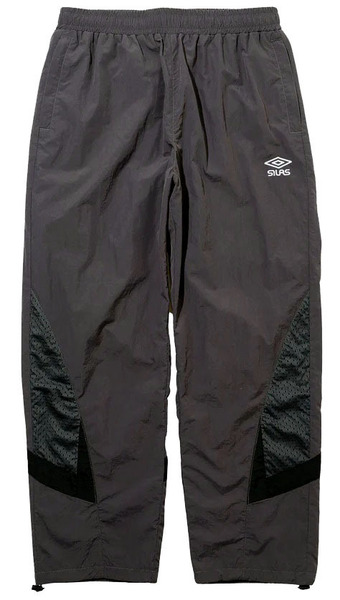 SILAS × UMBRO コラボ ナイロン トラック パンツ Mサイズ チャコール 110241031004 サイラス アンブロ ジップポケット
