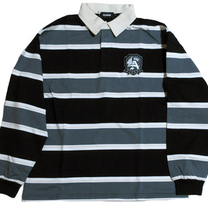 エクストララージ(XLARGE)(メンズ) ラグビー 長袖 ポロシャツ Lサイズ EMBLEM STRIPED RUGBY シャツ 101241013001 BLACK