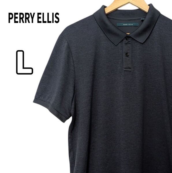 PERRY ELLIS ペリーエリス ポロシャツ 半袖ポロシャツ ネイビー 古着 L