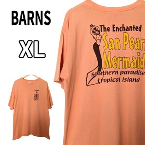 90s BARNS バーンズ Tシャツ バックプリント 半袖Tシャツ USA製 オレンジ 古着 XL