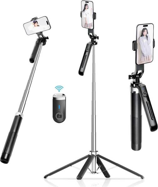 スマホ 三脚 自撮り棒 スマホスタンド【設計強化180cm & 充電式リモコン】 1/4ネジ付き 自撮り棒 長い セルカ棒 360°回転