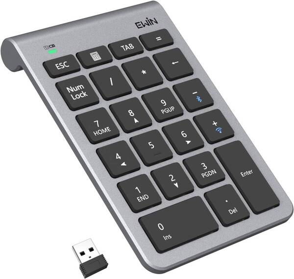 テンキー numlock非連動 Bluetooth/2.4G接続 2台デイバス接続 ワイヤレス 数字キーボード Bluetoothキーボー