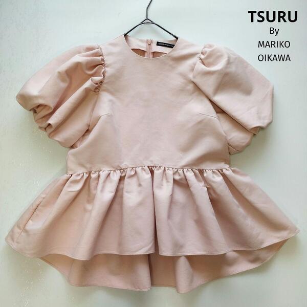 23SS TSURU By MARIKO OIKAWA ツルバイマリコオイカワ Eleonoreペプラムトップスブラウス