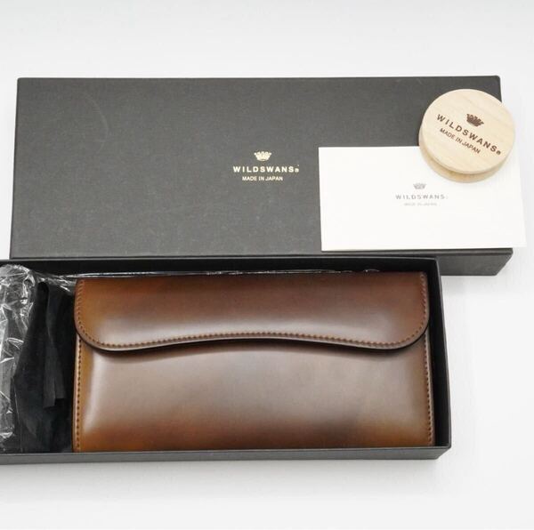 レア 美品 王冠ロゴ WILDSWANS シェルコードバン WAVE ウェイブ ワイルドスワンズ / 長財布 ホーウィン社 コードバン サドル 本革 レザー