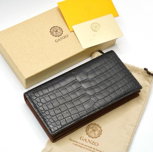 未使用 GANZO パターンオーダー クロコダイル 長財布 札入れ / ガンゾ レザー 本革 ワニ革 牛革 カードケース
