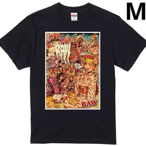 ◆送料無料◆ 新品 RAW 正規品 JAPANガールTシャツ エロスティカ ロッキンジェリービーン 手巻きタバコ Mサイズ 黒