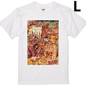 ◆送料無料◆ 新品 RAW 正規品 JAPANガールTシャツ ロッキンジェリービーン エロスティカ 手巻きタバコ Lサイズ ホワイト
