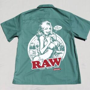 ◆送料無料◆ 新品 RAW 正規品 ガールワークシャツ エロスティカ ロッキンジェリービーン 手巻きタバコ 半袖Tシャツ XL