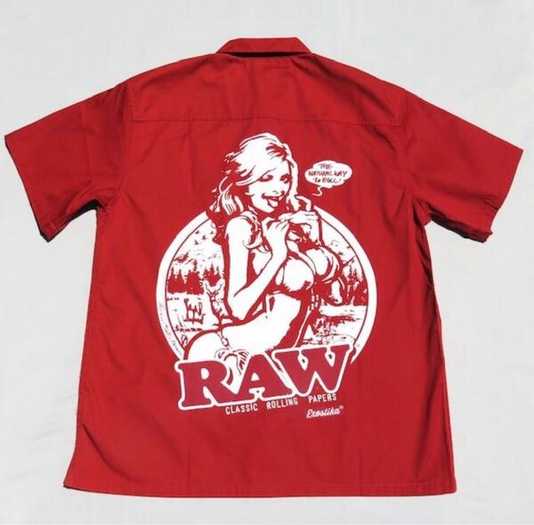 ◆送料無料◆ 新品 RAW 正規品 RAWガールワークシャツ エロスティカ ロッキンジェリービーン 手巻きタバコ 半袖Tシャツ XLサイズ