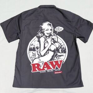 ◆送料無料◆ 新品 RAW 正規品 ガールワークシャツ エロスティカ ロッキンジェリービーン 手巻きタバコ 半袖シャツ XLサイズ