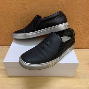 Alexander McQueen ローカットスニーカー EU42 26.5cm BLACK レザースリッポン スカル型押し