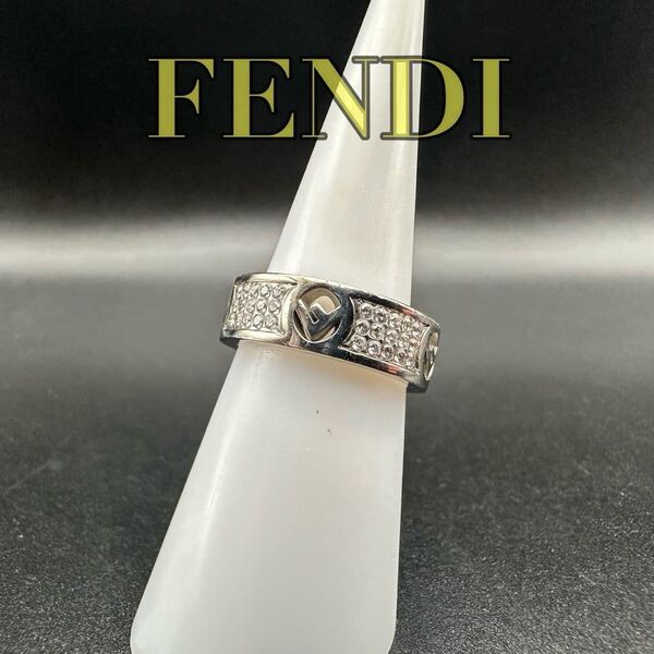 未使用級 FENDI フェンディ リング 指輪 シルバー ロゴ 941