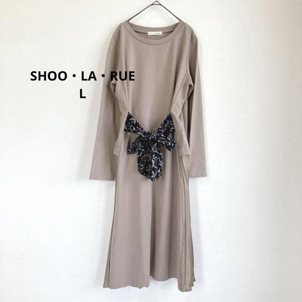 シューラルー SHOO LA RUE ワンピース【L】スカーフ プリーツ 良品