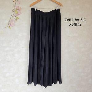 ザラベーシック ZARA BASIC プリーツ ワイドパンツ【XL相当】黒