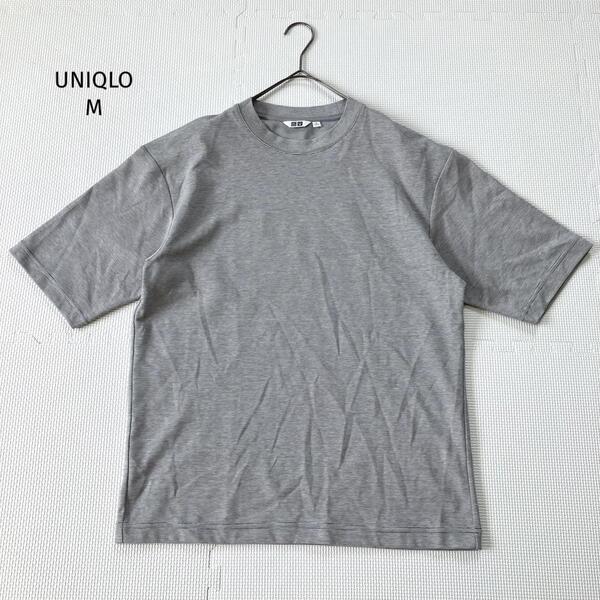 ユニクロ UNIQLO Tシャツ【M】エアリズム ボーダー グレー 半袖 メンズ