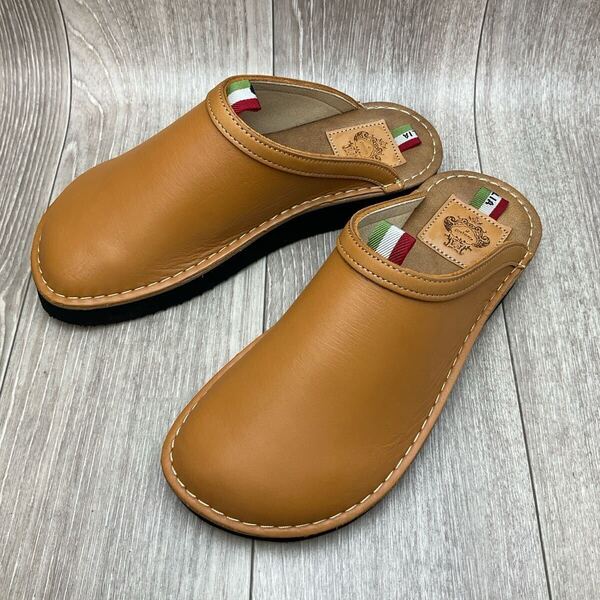 【アウトレット】Orobianco◆レザークロッグサンダル◆サイズL(26.0〜26.5cm)◆キャメル◆日本製オロビアンコ紳士靴カジュアル 茶