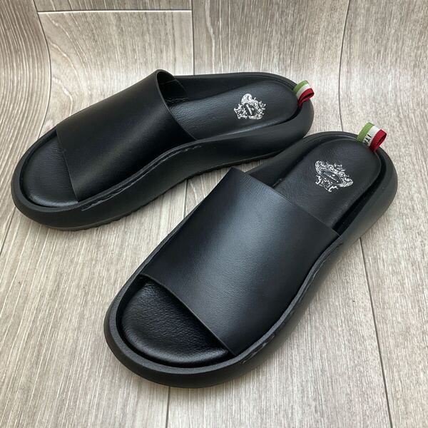 【アウトレット】Orobianco◆オーバーサイズレザーサンダル◆サイズL(26.0〜26.5cm)◆ブラック◆オロビアンコ紳士靴カジュアル 黒