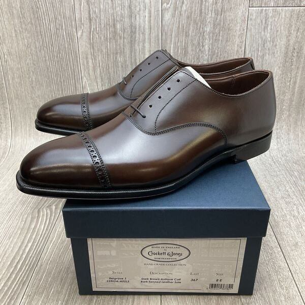 【アウトレット】CROCKETT&JONES◆BELGRAVE3◆ダークブラウン◆サイズ8(26.0cm) 紳士革靴セミブローグ英国製クロケットアンドジョーンズ茶