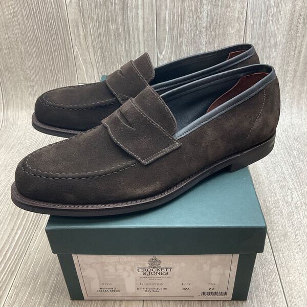 【アウトレット】CROCKETT&JONES◆HARVARD2◆ダークブラウン◆サイズ7(25.0cm) 紳士革靴コインローファー英国製クロケットアンドジョーンズ
