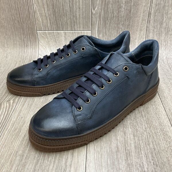 【アウトレット】Orobianco◆レザースニーカー◆サイズ43(26.5cm)◆ブルー◆イタリア製オロビアンコ紳士靴オフィスカジュアル