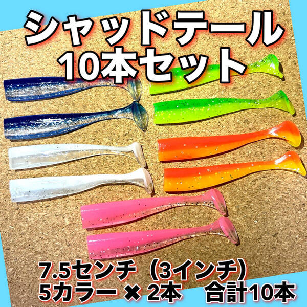 シャッドテールワーム 10本セット 3インチ VJ用ワーム コアマン ワーム ルアー ジグヘッド