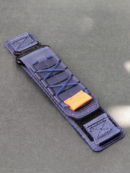 時計ベルト バンド ミリタリー調 アウトドア調 ナイロン製 ネイビーブルー 紺 ラグ幅20mm メンズ 147-170mm スライド式バネ棒2本付き
