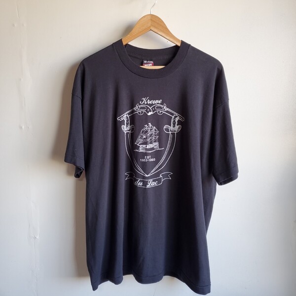 I5◆【sizeXXL】90s USA製 FRUIT OF THE LOOM BEST プリントTシャツ 半袖 黒 ブラック ビッグサイズ vintage 中古 USED 古着