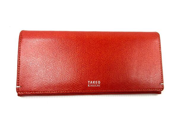 タケオキクチ 長財布 メンズ ヨーク 1170123 TAKEO KIKUCHI|かぶせ 本革 レザー シンプル ブランド 男性 オレンジ