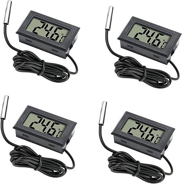 デジタル水温計 LCD 水族箱温度計 水槽 -50℃~110℃ (ブラック 4個)