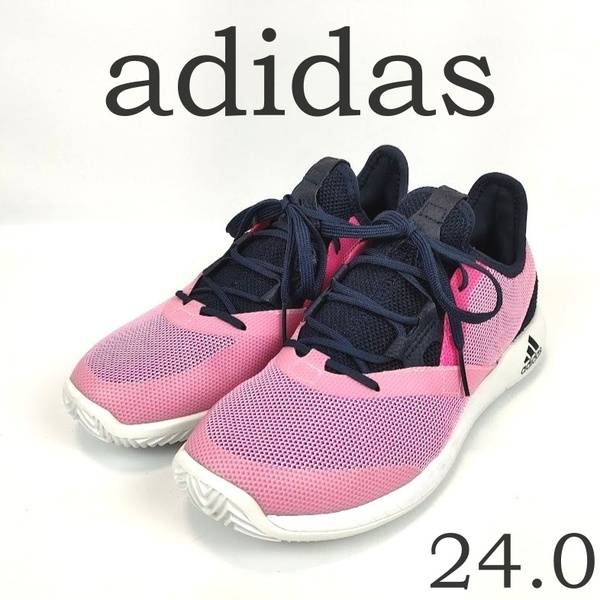 未使用 アディダス adidas テニス シューズ 24.0cm ピンク AH2111 スニーカー レディース レジェンドインク