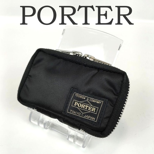 良品 PORTER ポーター タンカー 6連 キーケース ブラック 黒 内側オレンジ 吉田カバン メンズ レディース 中古 ラウンドファスナー