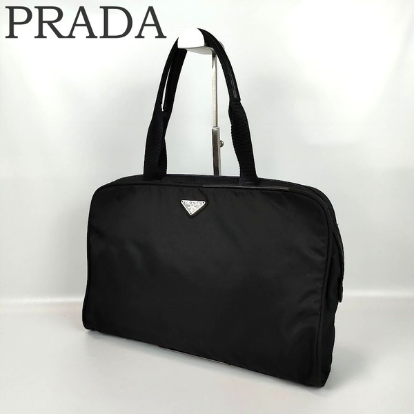 訳あり PRADA プラダ トートバッグ テスートナイロン ブラック 黒 ハンドバッグ カデナ パドロック 南京錠付き 鍵は無し A4可能 中古