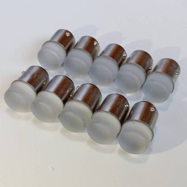 S25 ダブル球 1157 ピン角180度 LED 爆光! 12V ホワイト 10個セット 段違いピン /b15w