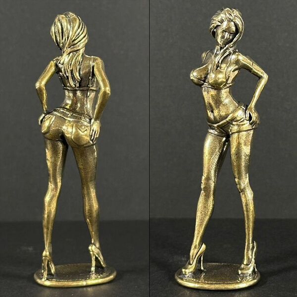 真鍮製 西洋美術美女銅像 芸術品 置物フィギュア オブジェ セクシーガール 胸像 美尻 美人 ビキニ 置物アンティークレトロヴィンテージ