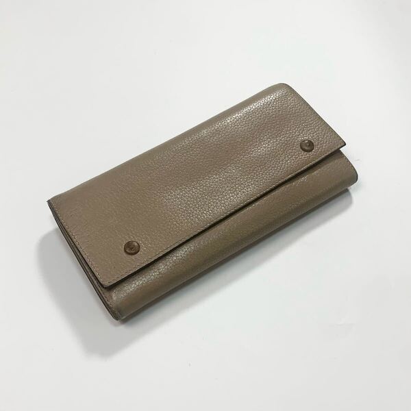 CELINE セリーヌ ラージフラップ マルチファンクション ウォレット 長財布 レザー グレージュ×レッド