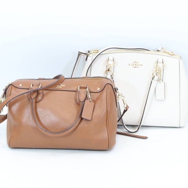 コーチ 2WAY ハンド トート ショルダー バッグ 2点 F36624 / F57523 レザー ブラウン ホワイト COACH 【中古】 / 10393/10394 MK